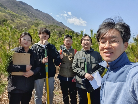 영동 출장-풀베기 시험지 조림목 생장측정